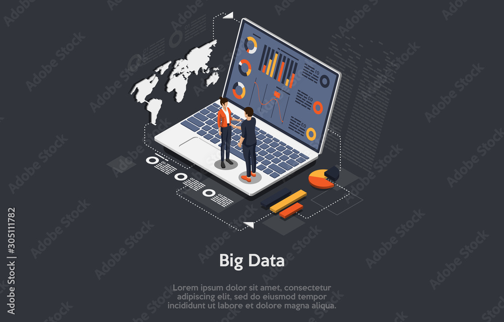 Isometric big data concept. Data visualization concept. 3d isometric ...