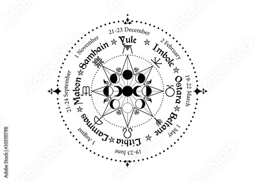 Fotografía wheel of the Year is an annual cycle of seasonal festivals