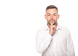 © Igor - businessman showing shh sign isolated on white