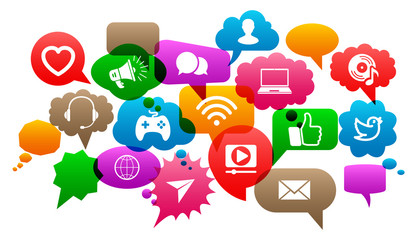 Poster - Abstract social media concept with set speech bubbles - stock vector