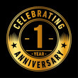 © JohnyBlack - 1 year anniversary celebration logo template. One year vector and illustration.