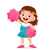 Happy Cute Girl Wear Cheerleader Cute Uniform