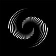 © Karloni - Abstract white lines in circle form on black background. Geometric art. Design element for logo, prints, sign, symbol, template and textile pattern