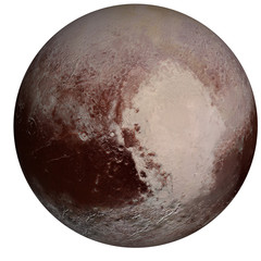 Wall Mural - planet pluto of solar system visible side in colour isolated on white. science fiction concept. elem