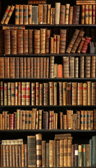 Wall Mural - old books on wooden shelf