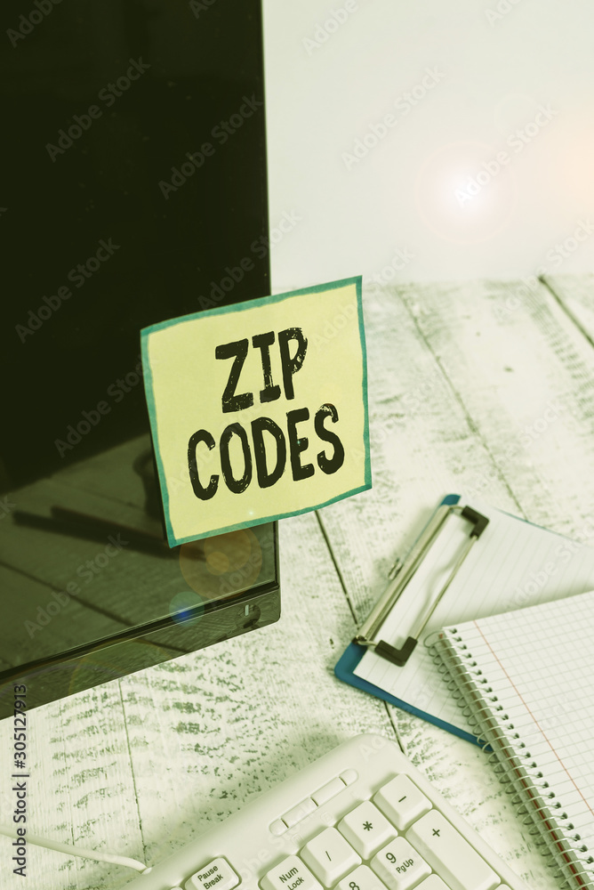 Text sign showing Zip Codes. Business photo showcasing numbers added to ...