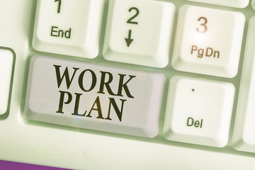 Fototapete - Writing note showing Work Plan. Business concept for project to be accomplished and outlines how it will be done