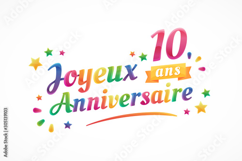 Joyeux Anniversaire 10 Ans Carte De Vœux Stock Vector Adobe Stock