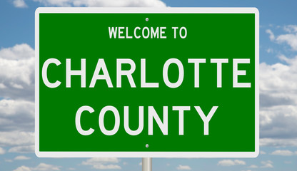 Wall Mural - Rendering of a green 3d highway sign for Charlotte County