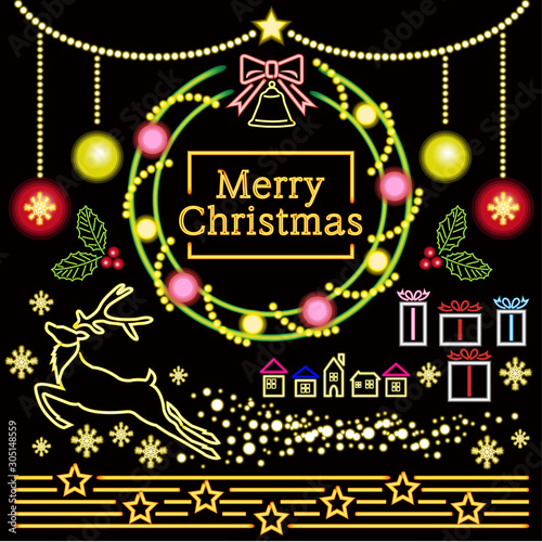クリスマス ネオン管風イラストセットa Stock Vector Adobe Stock クリスマス ネオン管風イラストセットa Stock Vector Adobe Stock