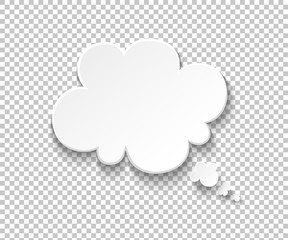 Aufkleber - White paper speech bubble. Blank thought balloons, think cloud illustration. Vector speech symbols and thinking idea comic message on transparent background