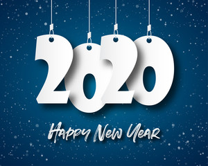 Wall Mural - Happy New Year 2020 logo text design. Cover of business Planner for 2020 with wishes. Brochure design template, card, banner. Vector illustration. Isolated on white background.