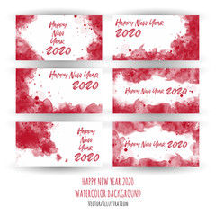 Wall Mural - Happy New Year 2020 logo text design. Cover of business Planner for 2020 with wishes. Brochure design template, card, banner. Vector illustration. Isolated on white background.