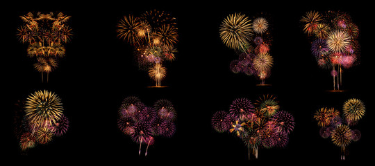 Wall Mural - multiple fireworks collection set (high resolution)