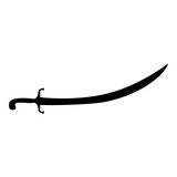 Fototapeta  - Turkish saber Scimitar Sabre of arabian persian Curved sword icon black color vector illustration flat style image