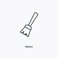 Wall Mural - broom outline icon. Simple linear element illustration. Isolated line broom icon on white background. Thin stroke sign can be used for web, mobile and UI.