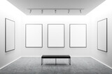 Fototapeta  - White art gallery interior with mock up posters