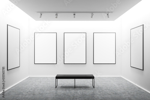Cuadros en Lienzo White art gallery interior with mock up posters