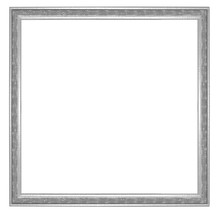 The Antique Metal Silver Frame On The White Background With Clipping Path