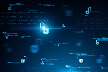 Poster - Dark blue cyber security interface