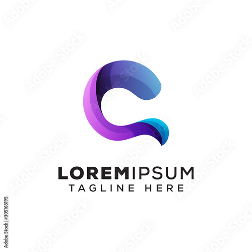 abstract letter c logo premium vector template Tableau sur Toile