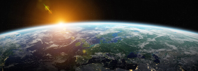 view of blue planet earth in space 3d rendering elements of this image furnished by nasa