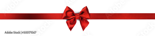 Fotomural Red ribbon bow isolated on white