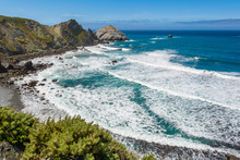 The Pacific Coast And Ocean At Big Sur Region. California Landscape, United States