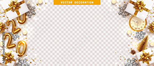 Fotografía Holiday Christmas and New Year Border Background