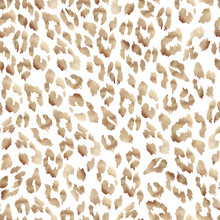 Leopard Print Seamless Pattern On Light Background. Golden Texture
