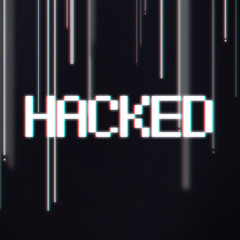 Aufkleber - Hacked screen notification in pixel style over dark abstract background