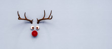 Reindeer Toy With Red Nose Christmas Background Concept 3D Rendering