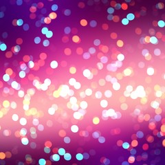 Wall Mural - Purple bokeh festive empty background. Magical glitter texture. Pink violet confetti celebration image. Abstract holiday illustration. Shiny sparkles.