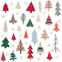  Seamless pattern with Christmas tree. Winter forest.	