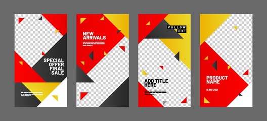 Wall Mural - editable post template set for banner sale, presentation, flyer, poster, invitation, stories, stream