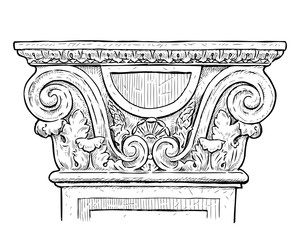 Wall Mural - Sketch of ancient greec decorative pillar