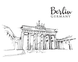 Wall Mural - Drawing sketch illustration of the Brandenburg Gate