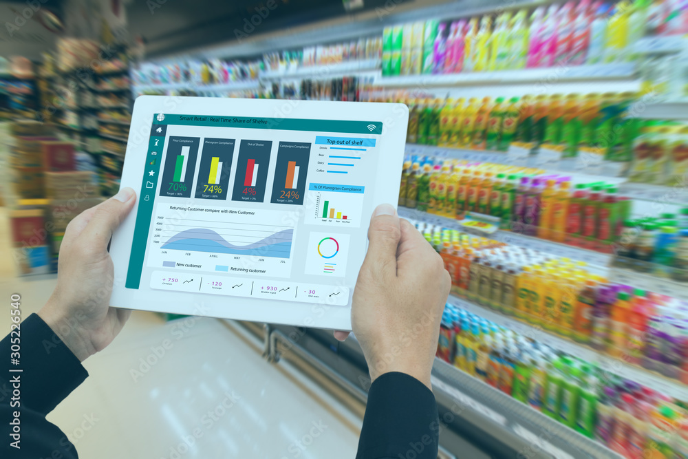 iot smart retail in the futuristic concept, the retailer hold the ...