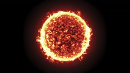 Wall Mural - the sun burning brightly on a black background. seamlessly loopable computer generated animation.