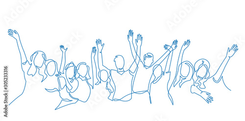 Fotomural Cheerful crowd cheering illustration