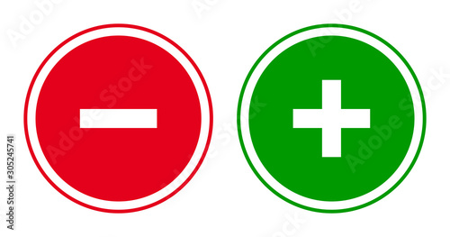 Cuadros en Lienzo Set of round minus and plus sign icons, buttons