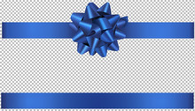 Blue Bow And Ribbon Illustration For Christmas And Birthday Decorations