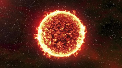 Wall Mural - the sun burning brightly on a stellar background. seamlessly loopable computer generated animation.