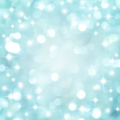 Wall Mural - abstract blur beautiful glowing blue gradient color square background with shining falling snow glit