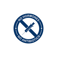 No Antibiotics Food Label Stamp Design Isolated On White Background. Vector Illustration