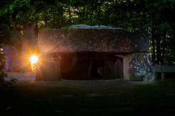 Wall Mural - The Roche aux fées megalithic site in Brittany at solstice sunset