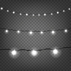 Poster - Bright Christmas lights vector clipart isolated on transparent