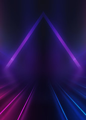 Poster - Empty dark abstract background. Background of an empty show scene. Glow of neon lights on an empty stage.