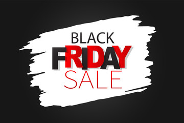 Wall Mural - Black Friday sale banner. Special offer discount. Lettering on white paint. Vector illustration.