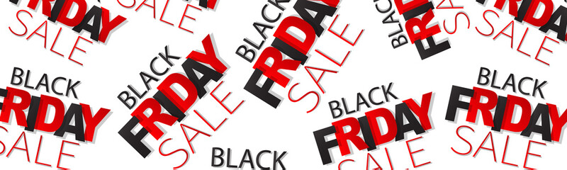 Wall Mural - Black Friday sale banner. Website or newsletter header. Special offer discount. Silver background with scattered lettering. Vector illustration.